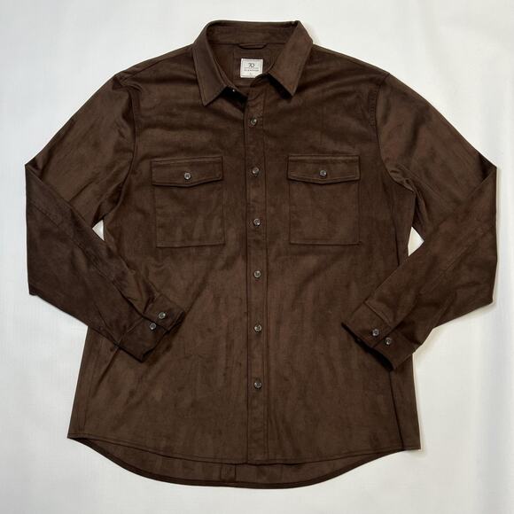 7Diamonds Shirt Jacket Mens Large Country Road Stretch Suede Western Casual - Picture 1 of 9